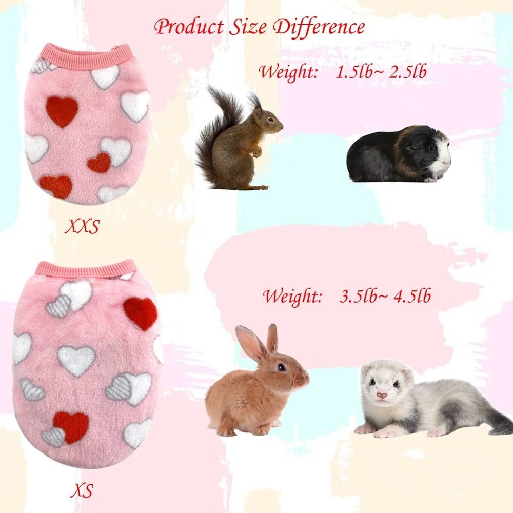 4PCS Bunny Clothes for Rabbits- Small Animal Guinea Pig Warm Vest Clothes Costume Soft T-Shirt for Kitten Ferret Chihuahua Puppy Mini Dog and Small Animals