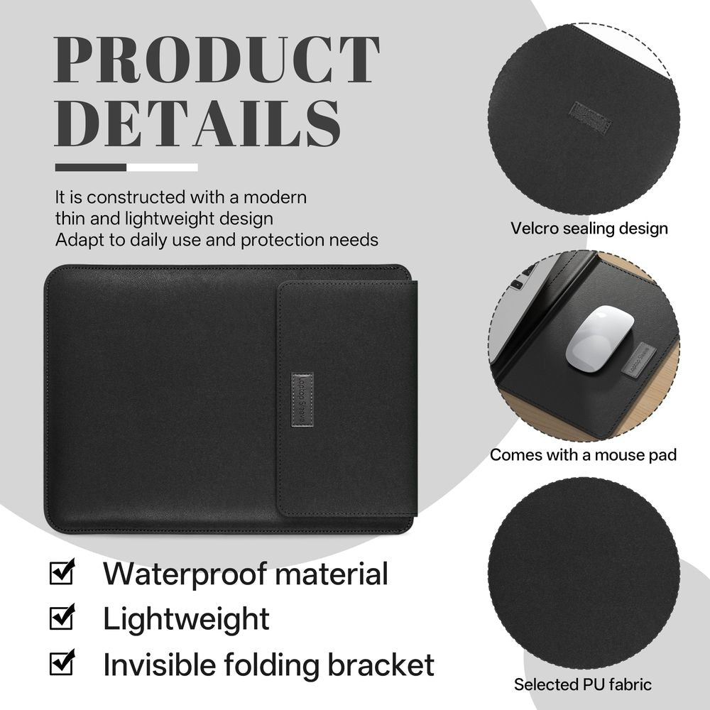 15-15.6 Inch Laptop Bag,Faux Leather Waterproof Laptop Sleeve,Fleece Lined Shockproof Computer Bag,1.38In Slim Laptop Case for HP,Black