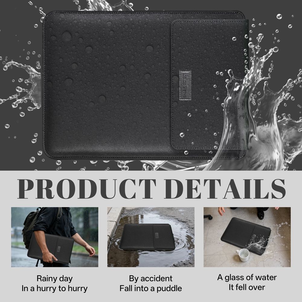 15-15.6 Inch Laptop Bag,Faux Leather Waterproof Laptop Sleeve,Fleece Lined Shockproof Computer Bag,1.38In Slim Laptop Case for HP,Black
