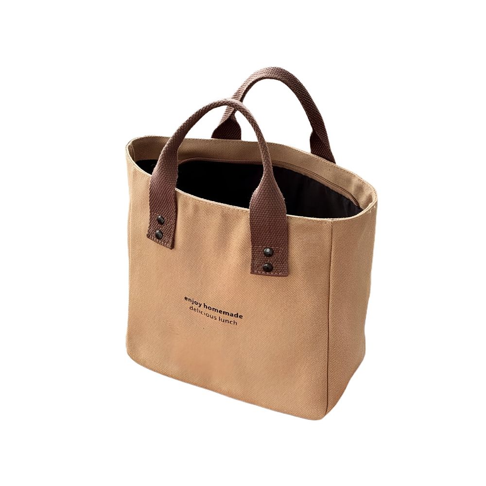 Canvas Tote Bag for Women Small Tote Bag, Large Capacity Handbag Lunchbox Bag Travel Bag Small Tote Bag with Zipper (Brown) for Shopping, Daily Use, Work, Beach Trips, Travel.