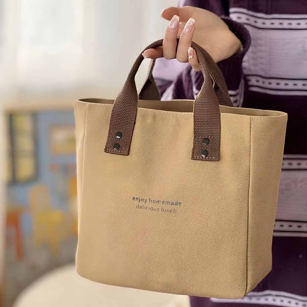 Canvas Tote Bag for Women Small Tote Bag, Large Capacity Handbag Lunchbox Bag Travel Bag Small Tote Bag with Zipper (Brown) for Shopping, Daily Use, Work, Beach Trips, Travel.