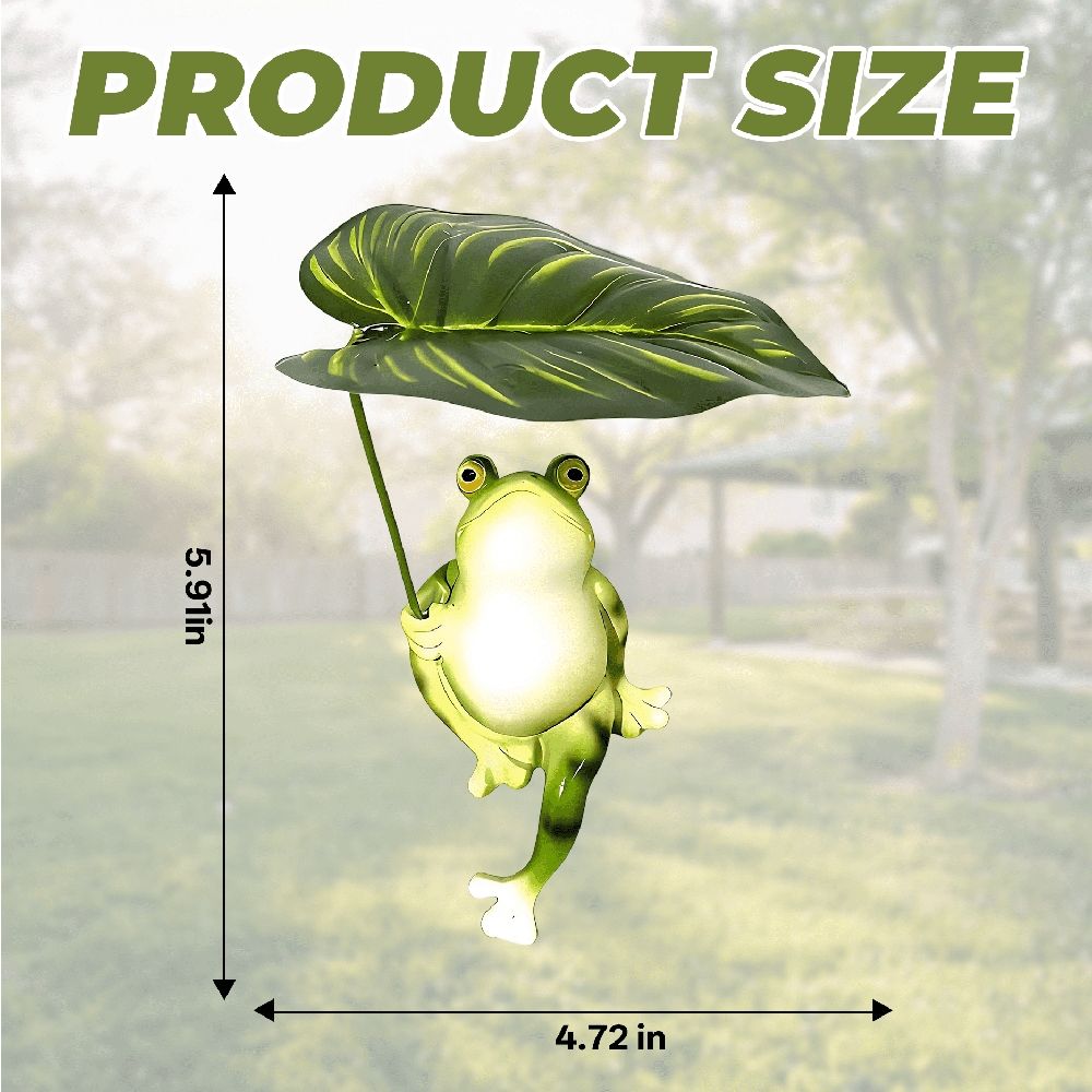 Frog Garden Statues Solar Garden Decor LED Light,Cute Frog Outdoor Statues Garden Decor for Outside,Resin Frog Statue Holding Umbrella Garden Statues Yard Lawn Patio Flower Bed Walkway Decor