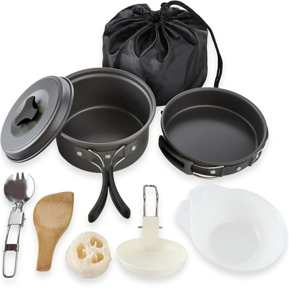 Portable Camping Cookware S Backpacking Pots Pans Kit Compact Outdoor Cooking Gear for Picnic Hiking Backpackers