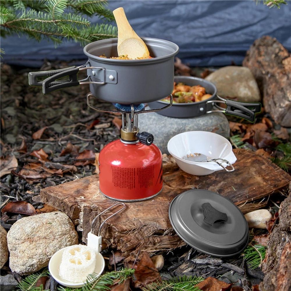Portable Camping Cookware S Backpacking Pots Pans Kit Compact Outdoor Cooking Gear for Picnic Hiking Backpackers