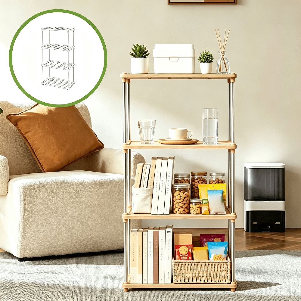 Plastic Storage Shelves 4 Shelf Organizer - Freestanding Shelf Unit for Kitchen Pantry Bathroom Clos Garage - Light Duty Home Storage Rack with Ventilated Shelves - 55 lb Capacity Per Shelf