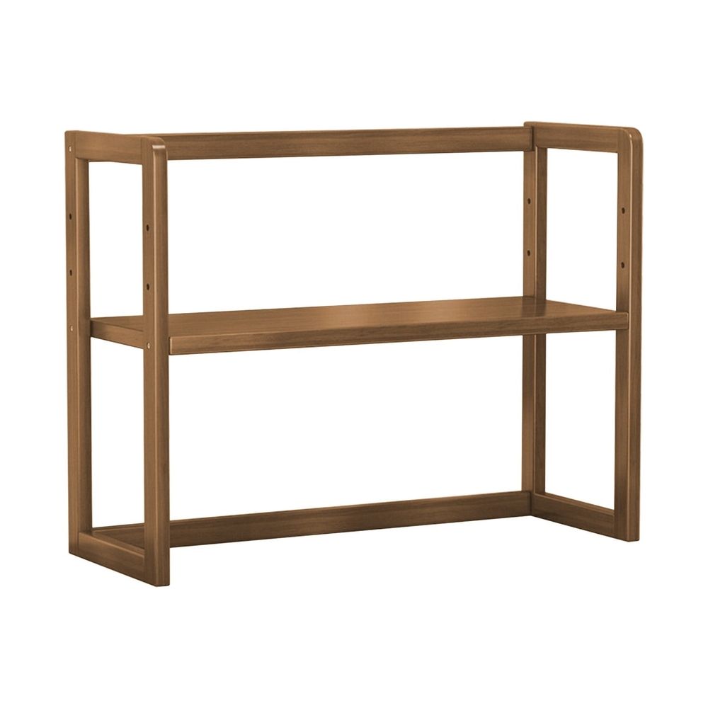 Adjustable Desktop Shelf Double Layer - Household Storage Desk Bookshelf - Counterto Display Shelf - Height Adjustable Rack with Sturdy Double Bar Support - 16.54x7.87x15.75 Inch Wood Shelf