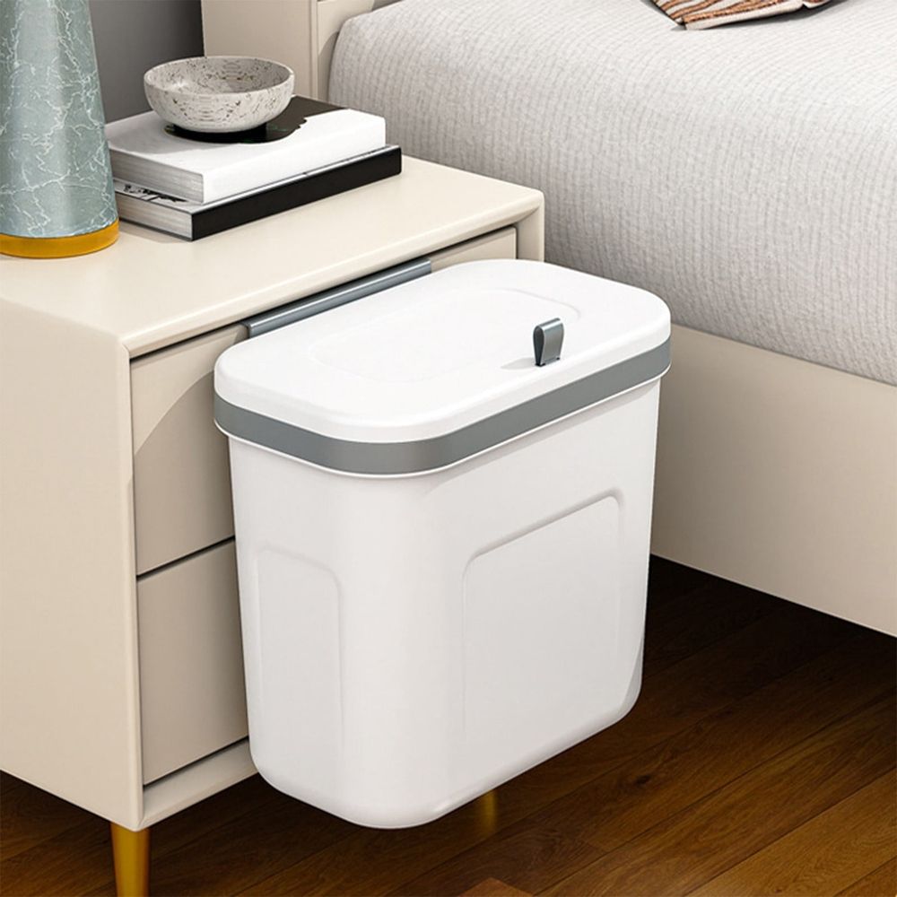 Hanging Trash Can for Cabin Door | Wall Mounted Garbage Bin | Undersink Waste Bask with Sliding Lid | Kitchen Trash Bin ing | Small Plastic Waste Container for Home | 10.2x11.2x6.3 Inch