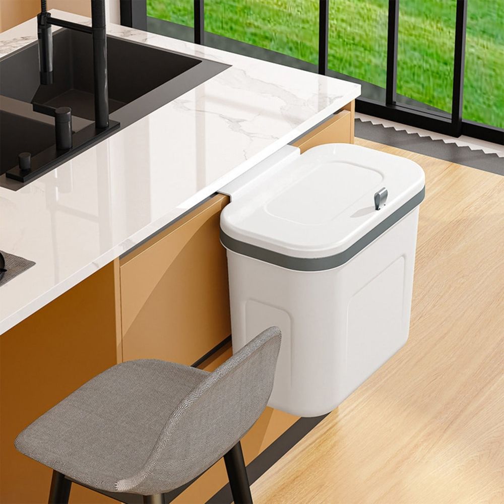 Hanging Trash Can for Cabin Door | Wall Mounted Garbage Bin | Undersink Waste Bask with Sliding Lid | Kitchen Trash Bin ing | Small Plastic Waste Container for Home | 10.2x11.2x6.3 Inch
