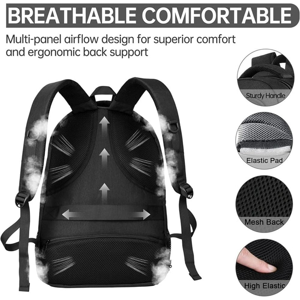 Large Travel Laptop Backpack, Business Anti Theft Slim Sturdy 18 Inch Laptops Waterproof Bag with USB Charging Port