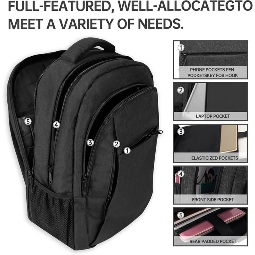 Large Travel Laptop Backpack, Business Anti Theft Slim Sturdy 18 Inch Laptops Waterproof Bag with USB Charging Port