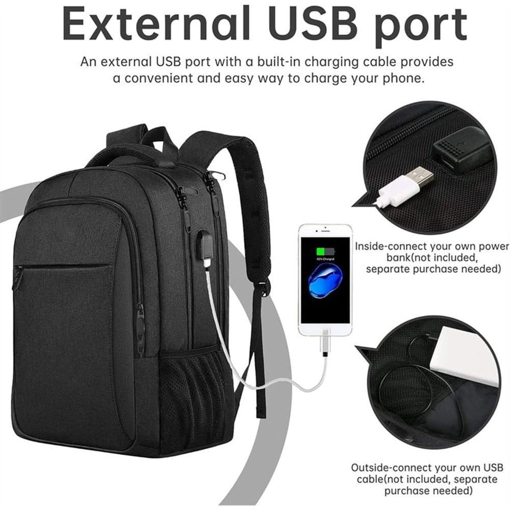 Large Travel Laptop Backpack, Business Anti Theft Slim Sturdy 18 Inch Laptops Waterproof Bag with USB Charging Port