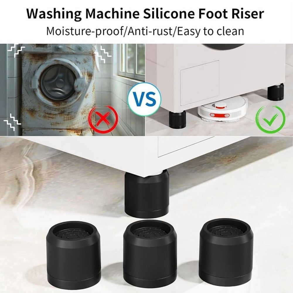 Laundry Room No-Slip 4-Pack Washing Machine Anti-Vibration Pads with Suction Cups