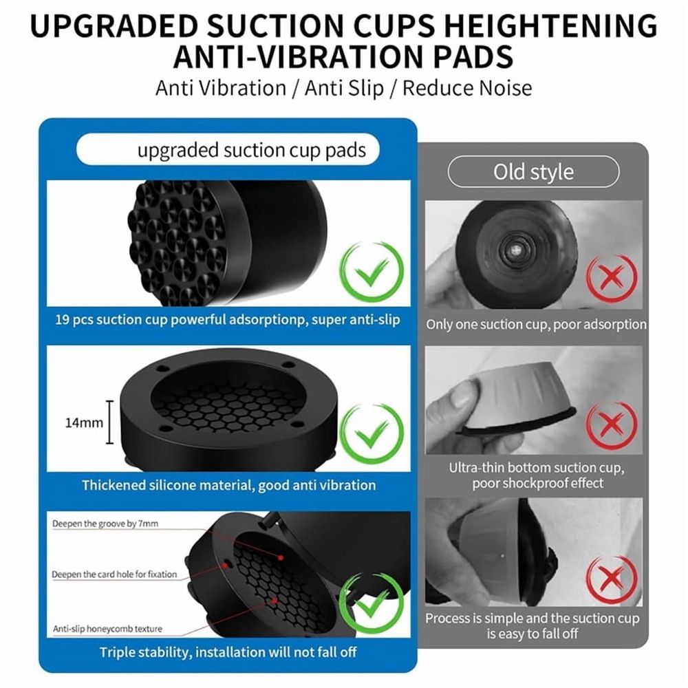 Laundry Room No-Slip 4-Pack Washing Machine Anti-Vibration Pads with Suction Cups