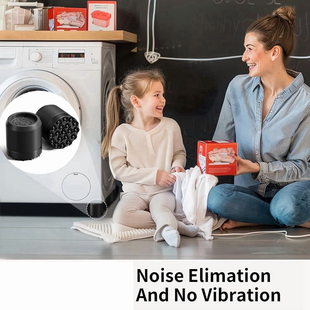 Laundry Room No-Slip 4-Pack Washing Machine Anti-Vibration Pads with Suction Cups