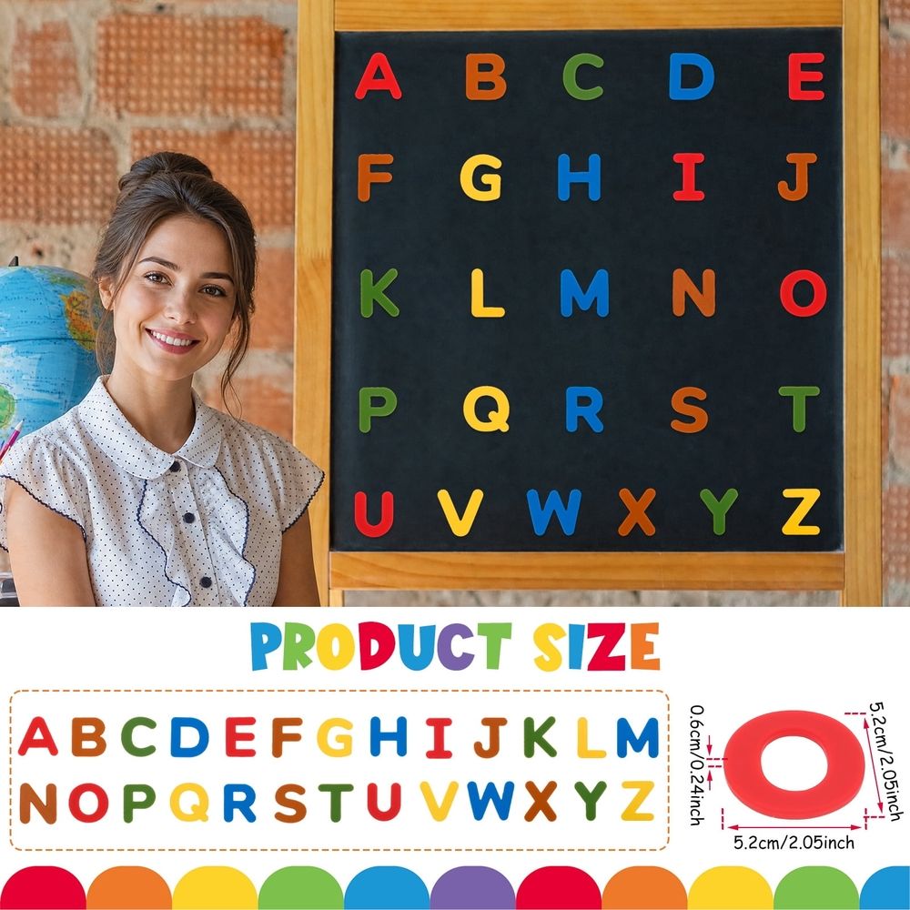26 Pcs Wooden Fridge Magnets Set, Flexible Magnetic Letter Decor Stickers, Waterproof And Simple Wiping For Easy Storage, for Toddlers