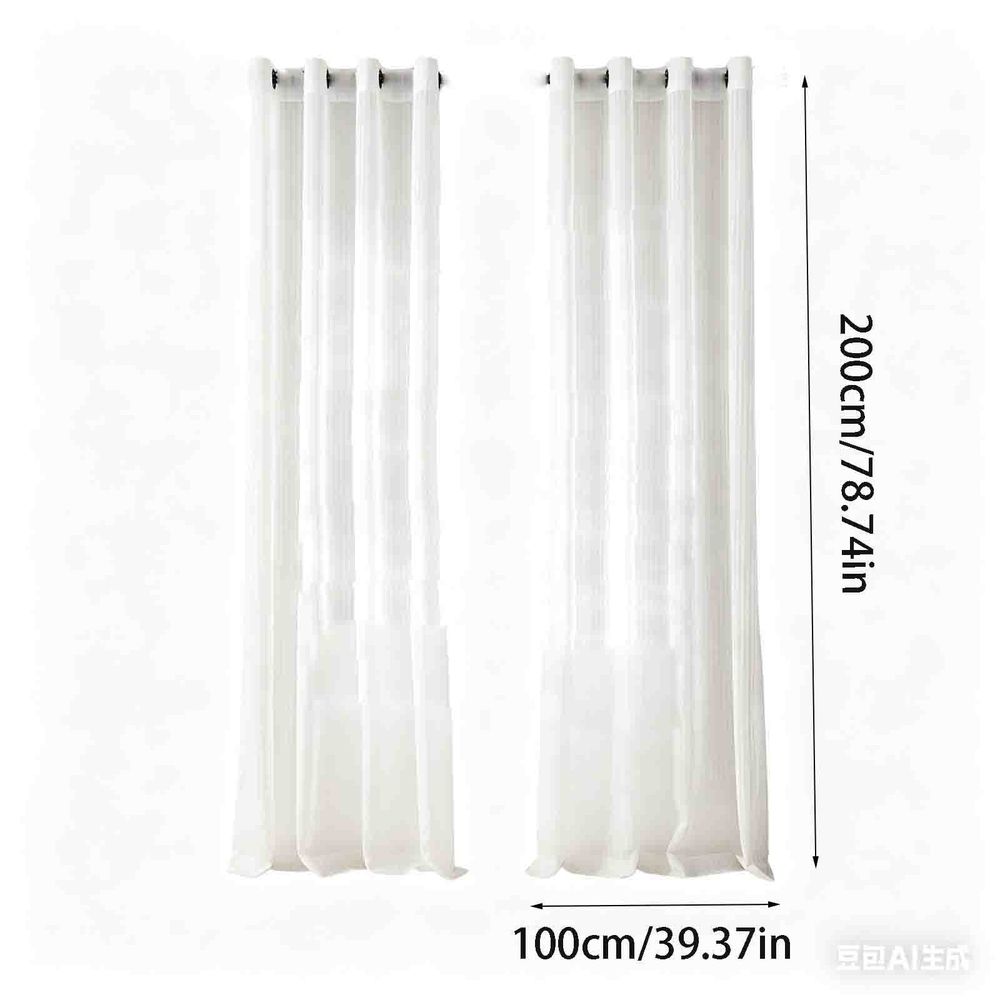 White Sheer Curtains, Striped Window Panels, 39.37x78.74in 2 Pack, 80% Polyester 20% Spandex, Semi Sheer Fabric, Light Filtering Privacy, Living Room Bedroom Balcony