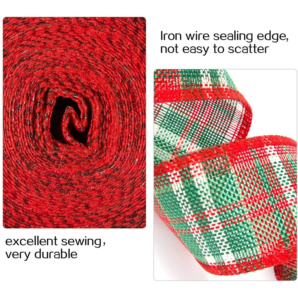 4 Rolls Christmas Burlap Wired Ribbon for Craft, 24 Yards Red Buffalo Plaid Burlap Ribbon for Gift Wrapping Xmas Wreath Decor Rustic DIY Crafts Decoration, 1.97 inch x 6 Yards