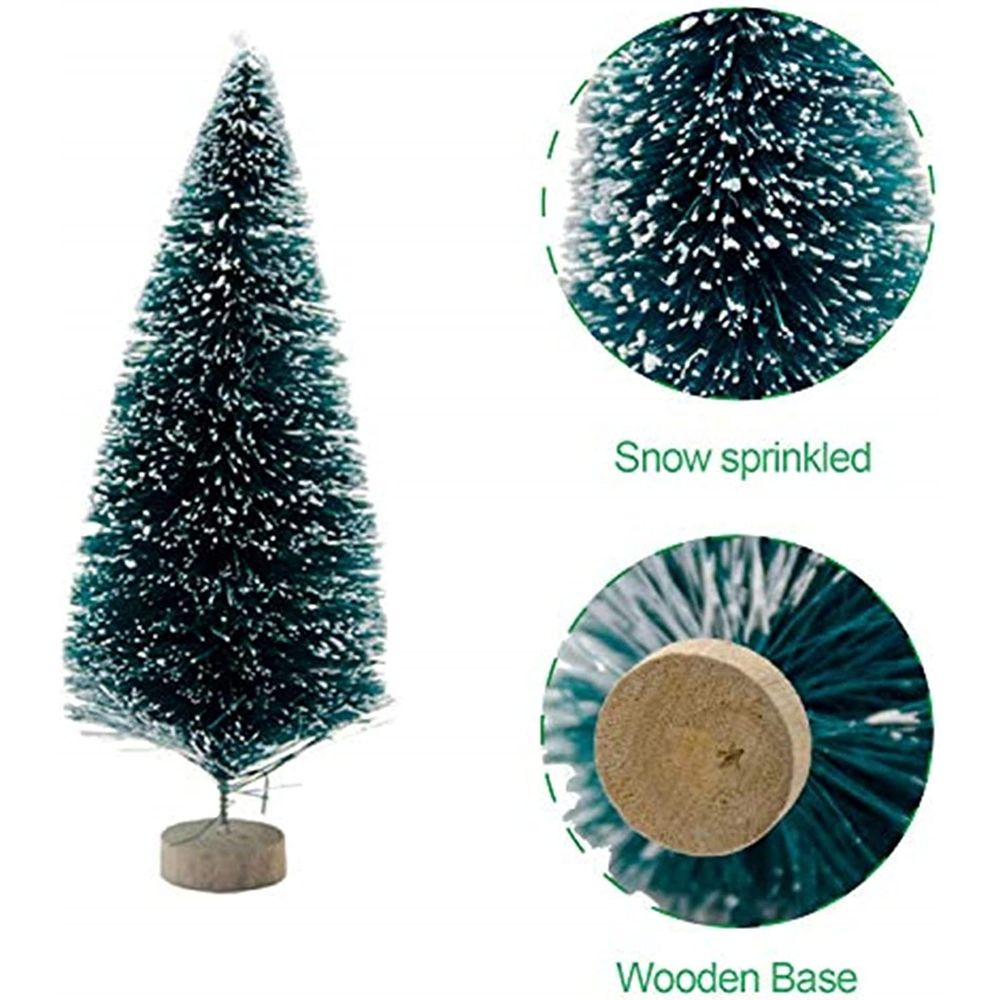 56PCS Artificial Mini Christmas Trees Set - Miniature Sisal Frosted Christmas Trees Bottle Brush Trees for DIY Crafts Home Table Top Decor