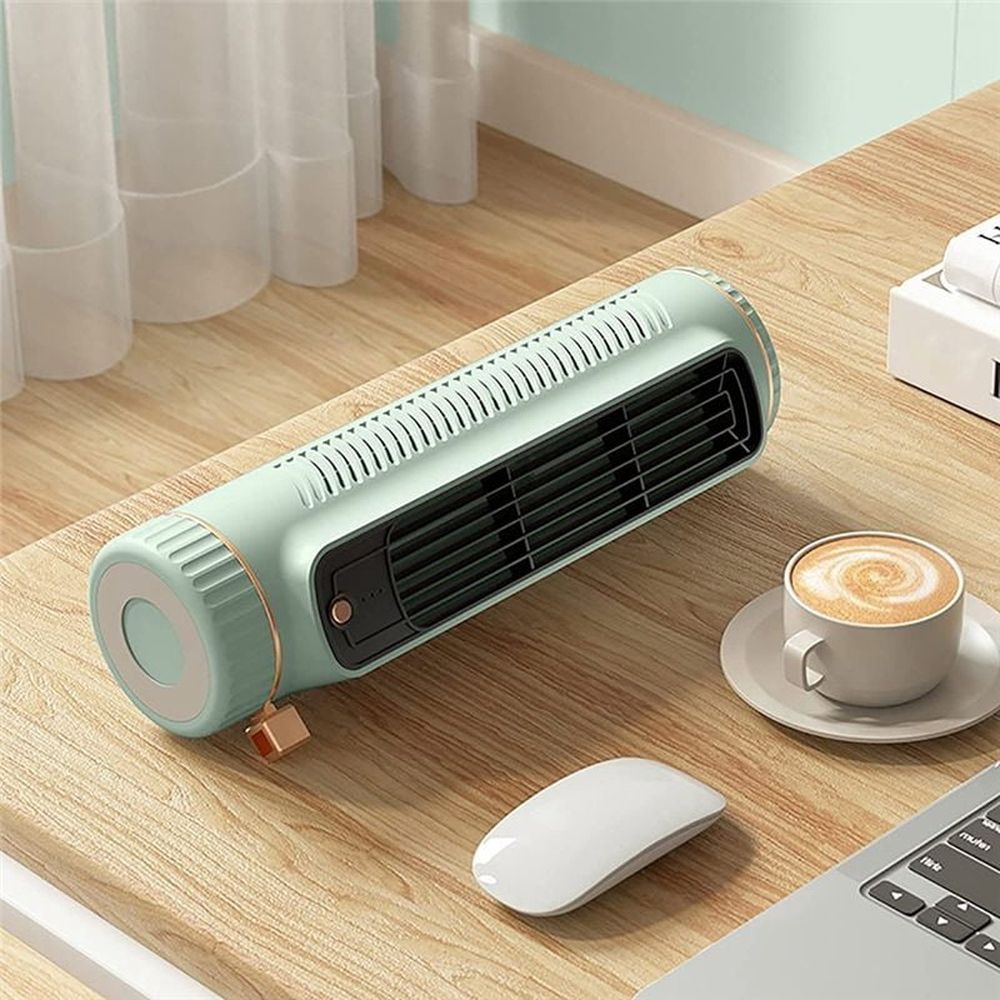 Portable Automatic Remote Air Conditioner, USB Personal Conditioner Mini with 3-Speed Electric Fan White