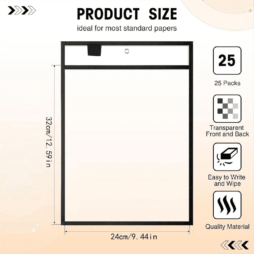 25PCS File Folders 24x32cm Work Note Holder Dry Erase Pockets for Teachers Classroom Organization Supplies B