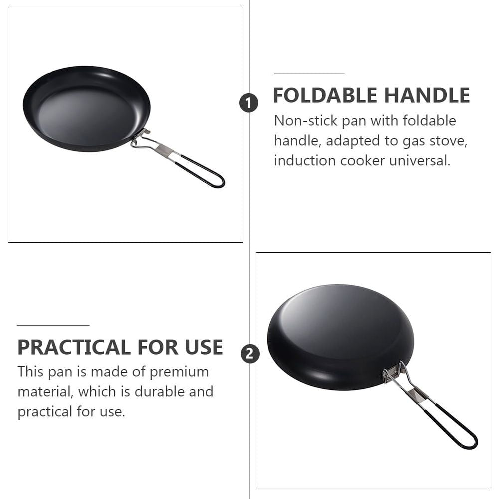 Cast Iron Flat Cooking Pan for Outdoor Camping, Black, 1-Piece Skillet