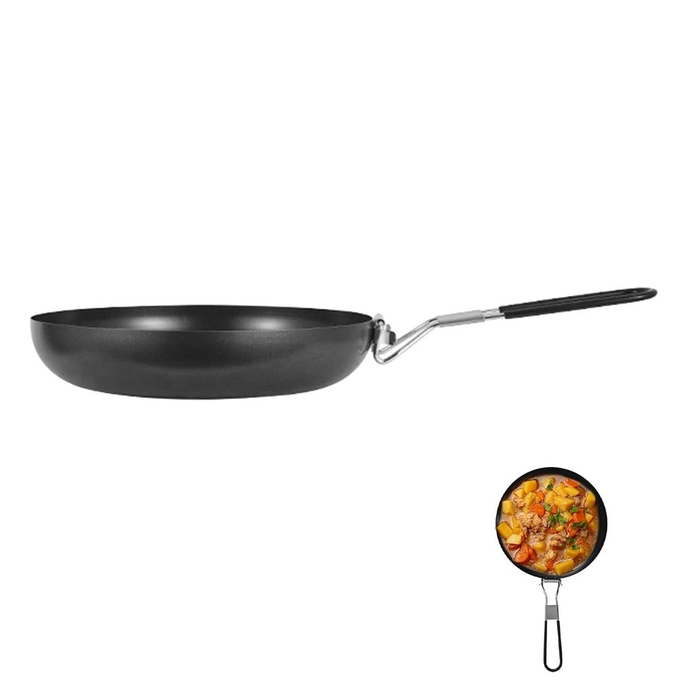 Cast Iron Flat Cooking Pan for Outdoor Camping, Black, 1-Piece Skillet