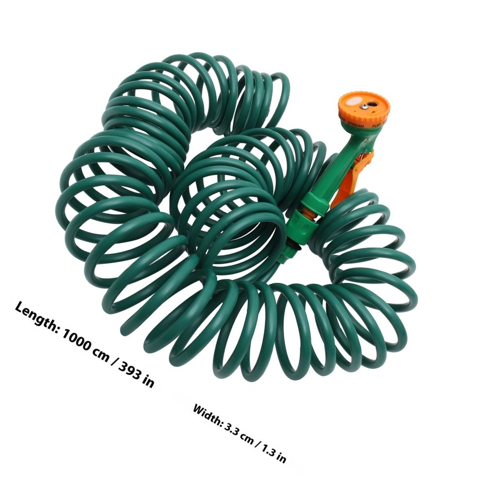 Self-Coiling Garden Hose for Lawn Watering and Car Washing, Flexible Green Hose for Outdoor Use