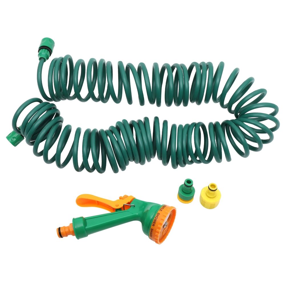 Self-Coiling Garden Hose for Lawn Watering and Car Washing, Flexible Green Hose for Outdoor Use