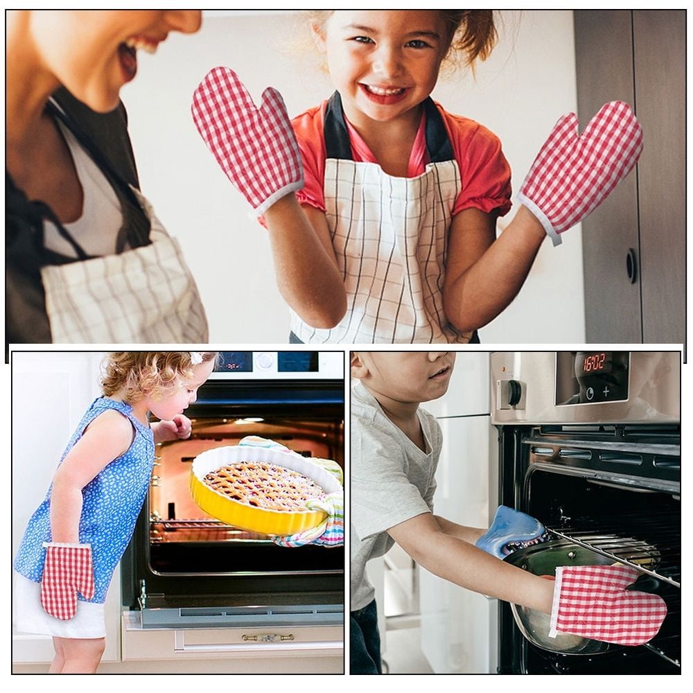 4-Pack Red Oven Mitts for Kitchen Cooking, Baking, and Grilling Gloves with Insulated