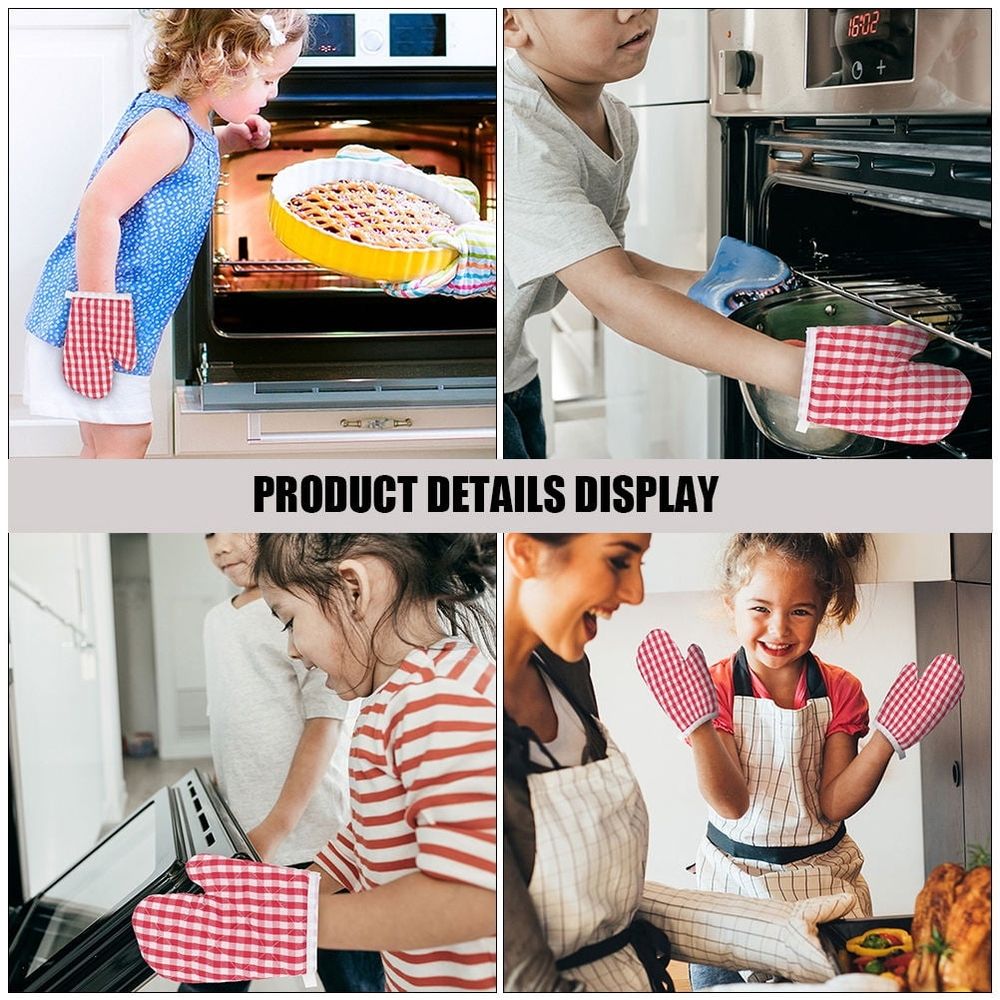 4-Pack Red Oven Mitts for Kitchen Cooking, Baking, and Grilling Gloves with Insulated
