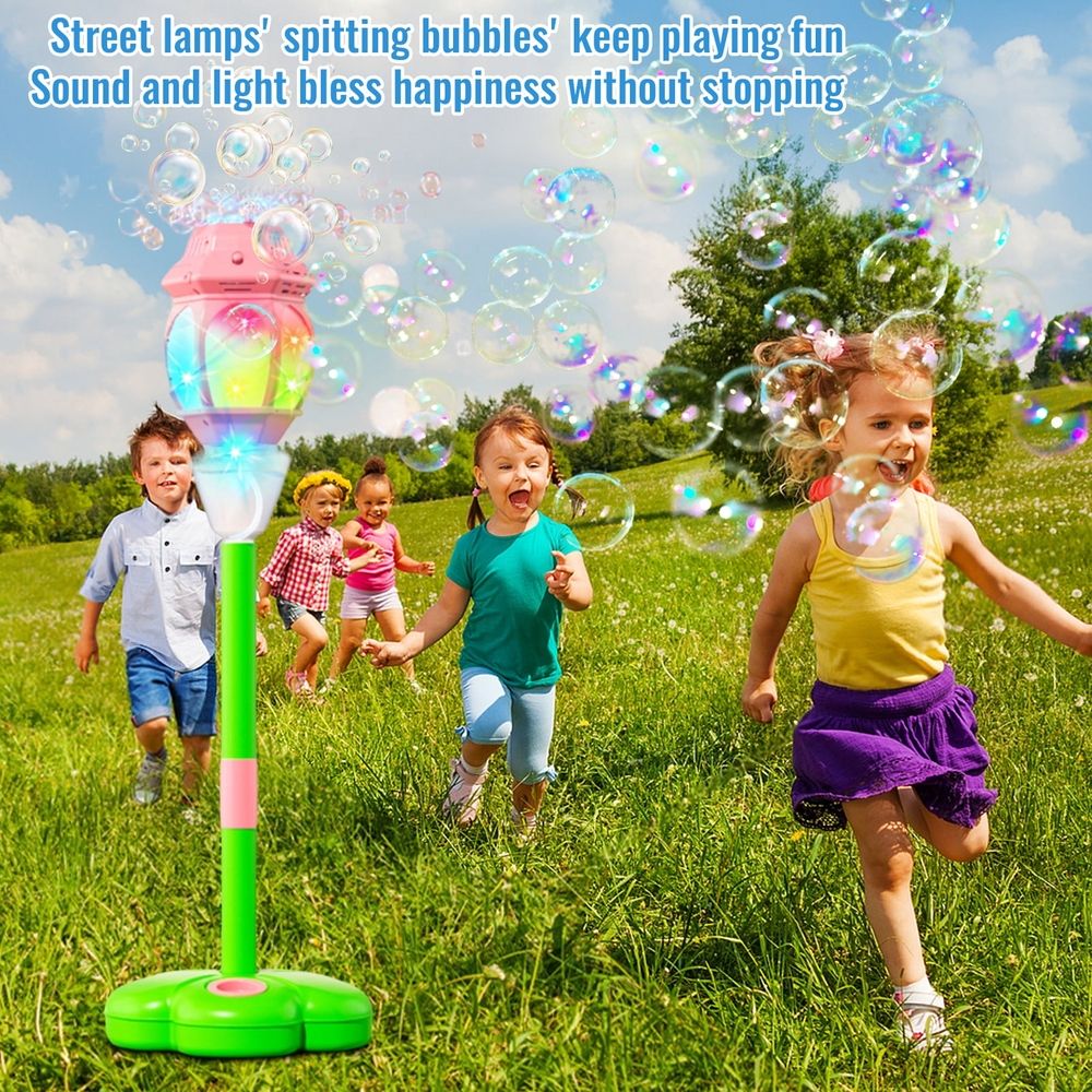 Glow Burst Bubble Fountain — Magic Jet Bubble Machine, Automatic Bubble Machine with Lights & Music, Adjustable Height Bubble Tower for Parties, Birthdays, Weddings & Outdoor Camping(Blue)