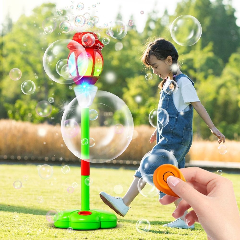 Glow Burst Bubble Fountain — Magic Jet Bubble Machine, Automatic Bubble Machine with Lights & Music, Adjustable Height Bubble Tower for Parties, Birthdays, Weddings & Outdoor Camping(Blue)