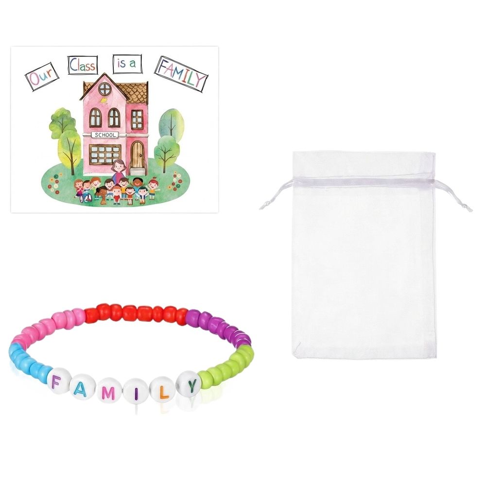 24 Sets Welcome Back to School Bracelets Gifts First Day of School Gift for Students Colorful Welcome Back Bracelets with Cards Bulk for Semester Begins 1st Day of Classroom Party Favors