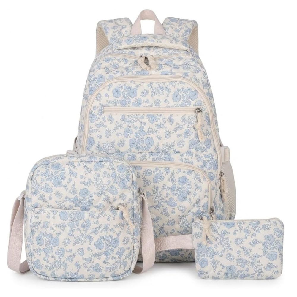 School Backpack for Teen Girls Bookbags Elementary High School Corduroy Laptop Bags Women Travel Daypacks Middle School College Flower,Pink