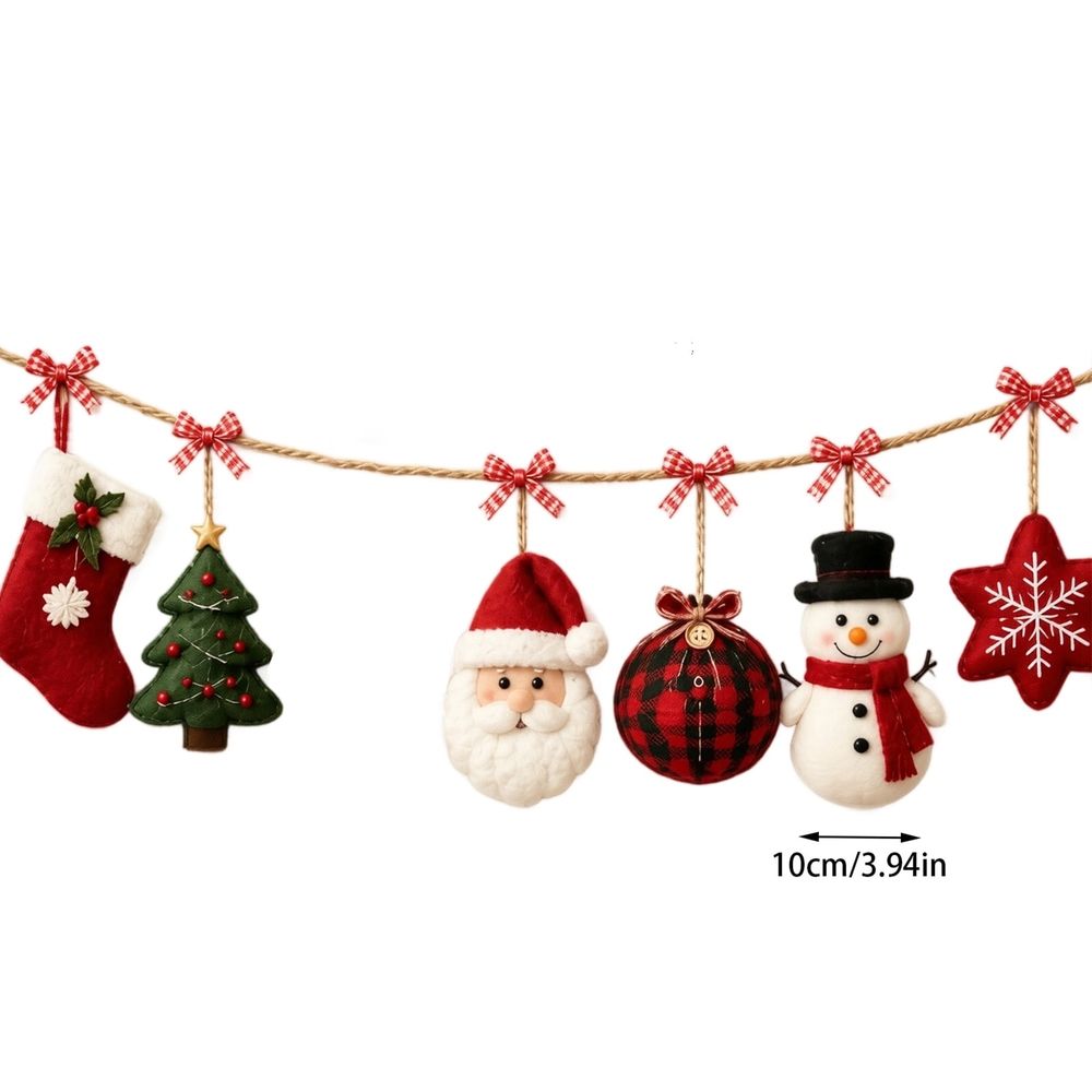 Cozy Christmas Fabric Garland, Christmas Decor, Winter Cedar | Red Green Checkered Rustic, Wreath Banner Tree Swag, Snowflake Star Ornament, Fireplace Mantel Porch and Gift