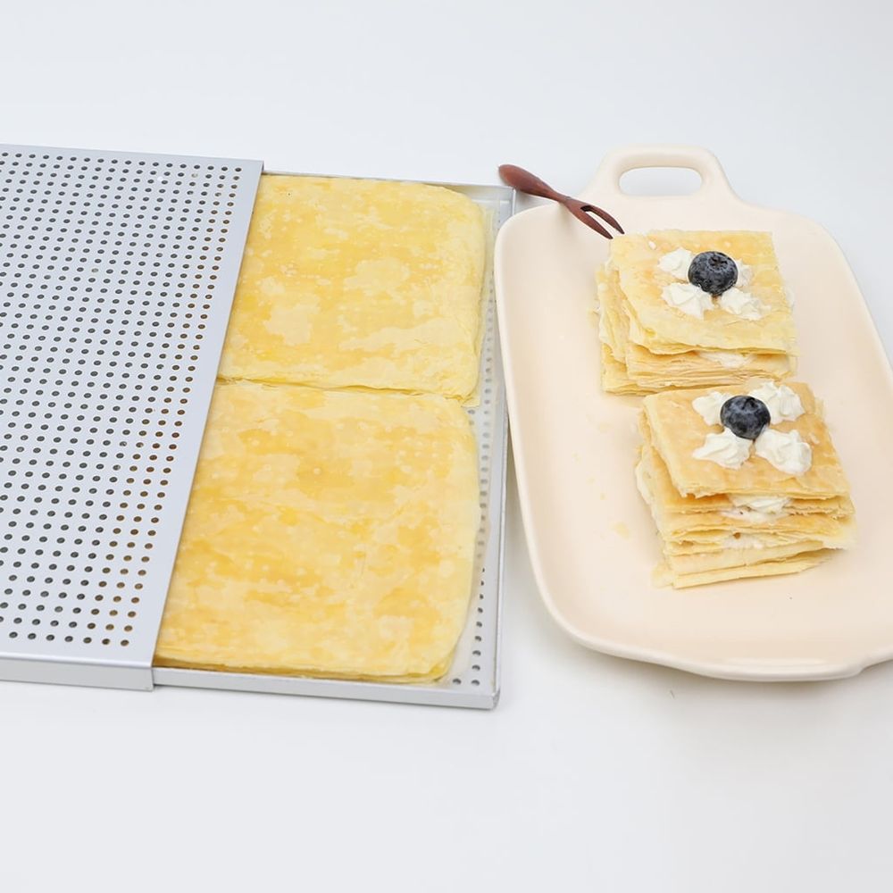 Set Of 2 Aluminum Oven Baking Sheet Puff Pastry Tray Nonstick Perforated Dish for Meat and Dessert Pans