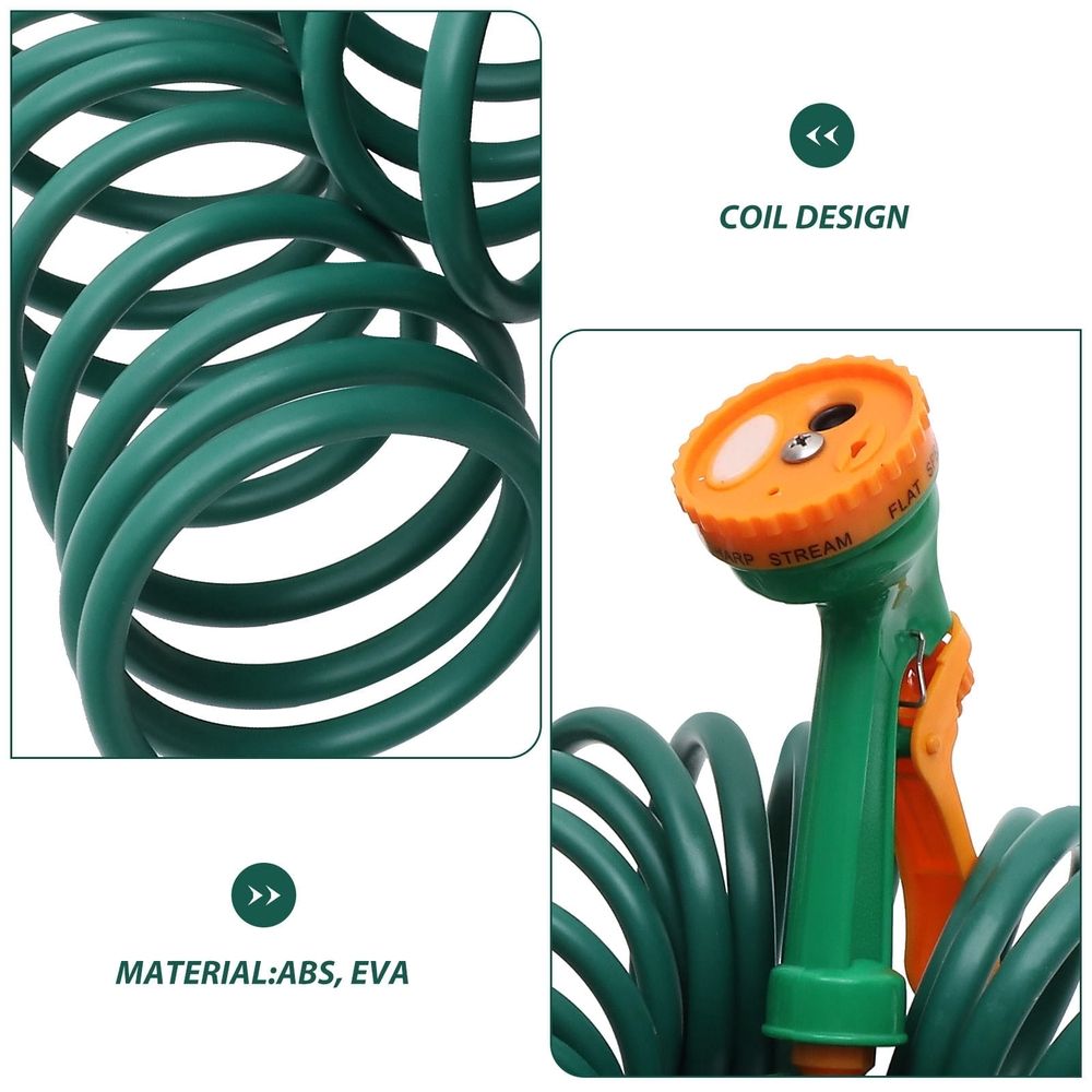 Self-Coiling Garden Hose for Lawn Watering and Car Washing, Flexible Green Hose for Outdoor Use