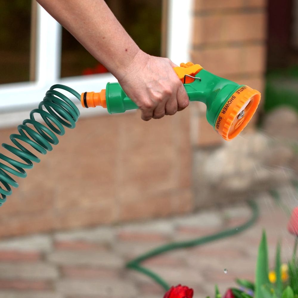 Self-Coiling Garden Hose for Lawn Watering and Car Washing, Flexible Green Hose for Outdoor Use