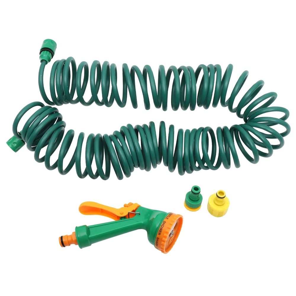 Self-Coiling Garden Hose for Lawn Watering and Car Washing, Flexible Green Hose for Outdoor Use