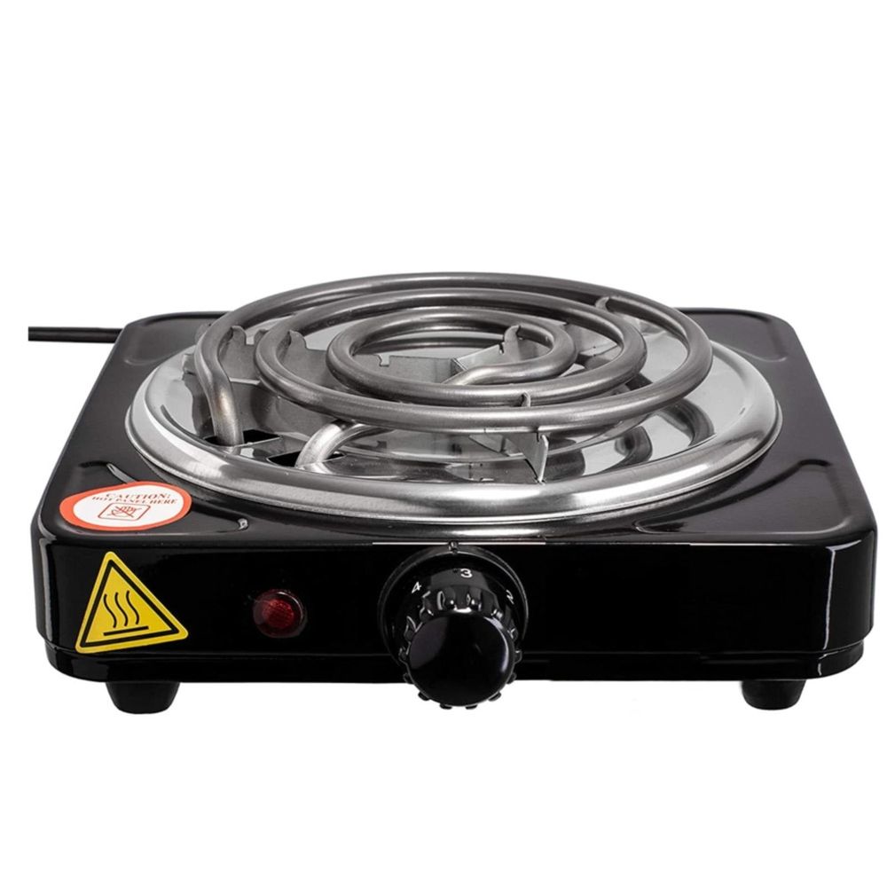 1000W Portable Single Coil Electric Hot Plate, Adjustable Temperature Compact Countertop Burner, Compatible with Most Cookware for Dorm Camping Office Tea Coffee Cooking