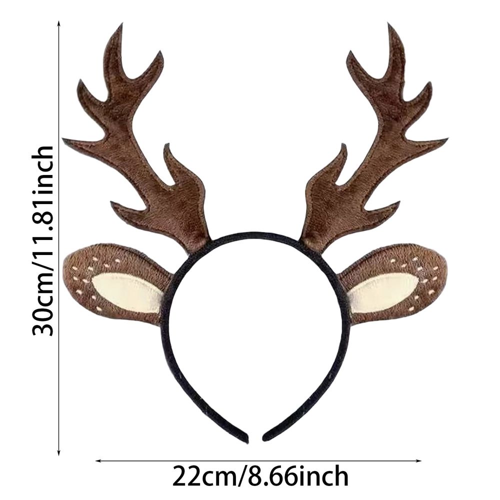 Brown Felt Reindeer Antler Headband Festive Holiday Hair Accessory For Party Outfit Photo Booth Christmas Party Decor