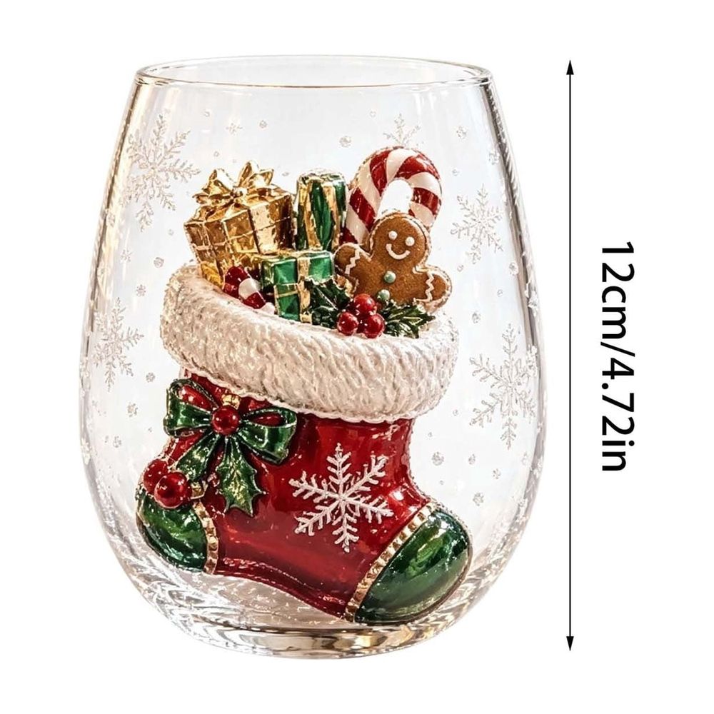 Christmas Stocking Embossed Glass Tumbler Festive Holiday Novelty Drinkware For Hot Cocoa Coffee Winter Beverages Home Table Decor And Seasonal Gift Giving