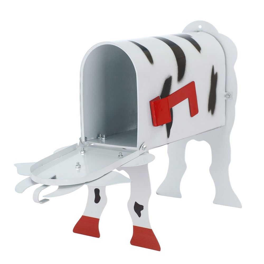 Solar Fireflies Cow Mailbox - Whimsical Animal Garden Decor with Nighttime Glow, Rustic Farmhouse Mailbox for Outdoor