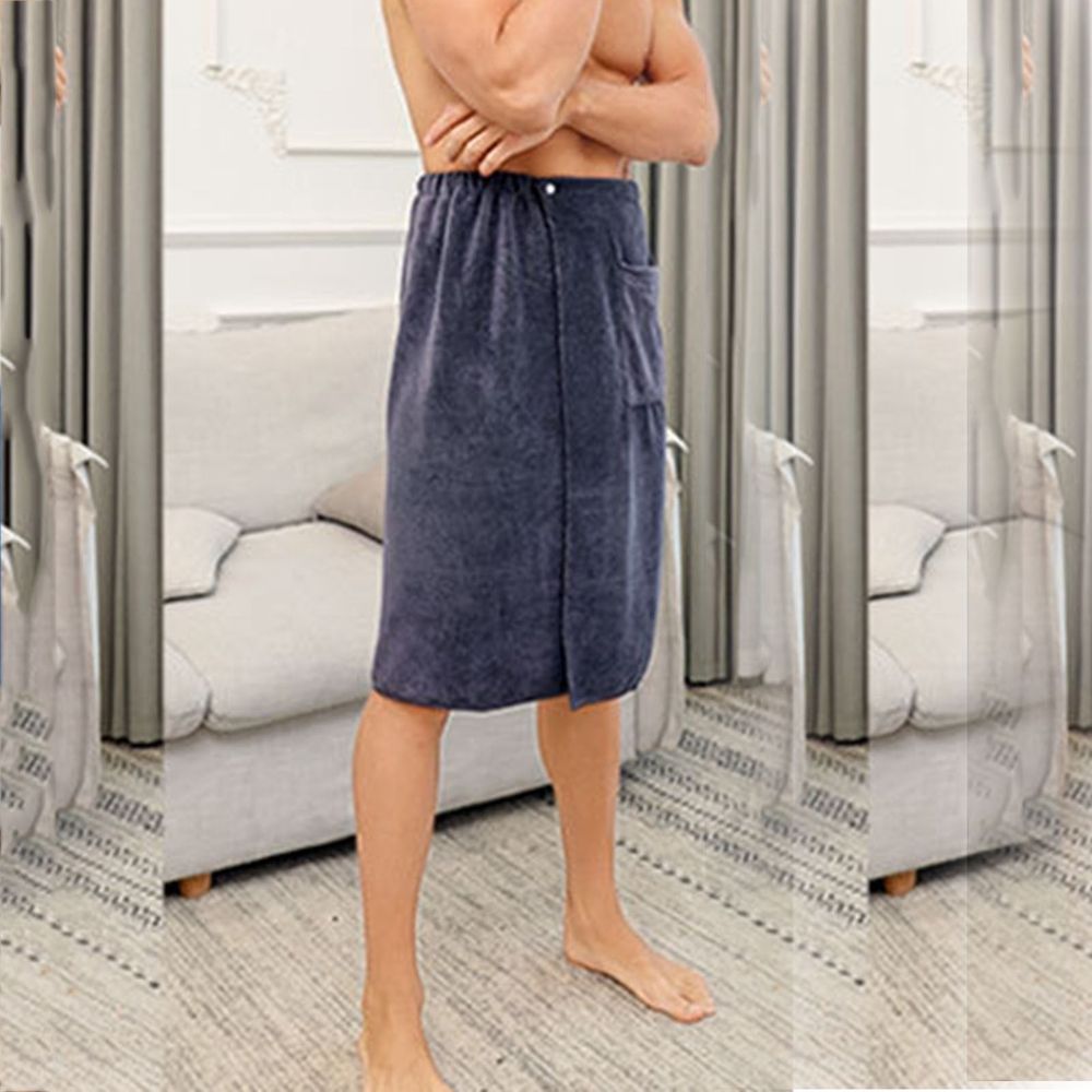 Men's Adjustable Body Wrap Towel Soft Wearable Bath Robe After Shower Terry Cloth Spa Towel with Pocket for Gym Sauna Dorm Room Travel 27.56 x 55.12 Inches