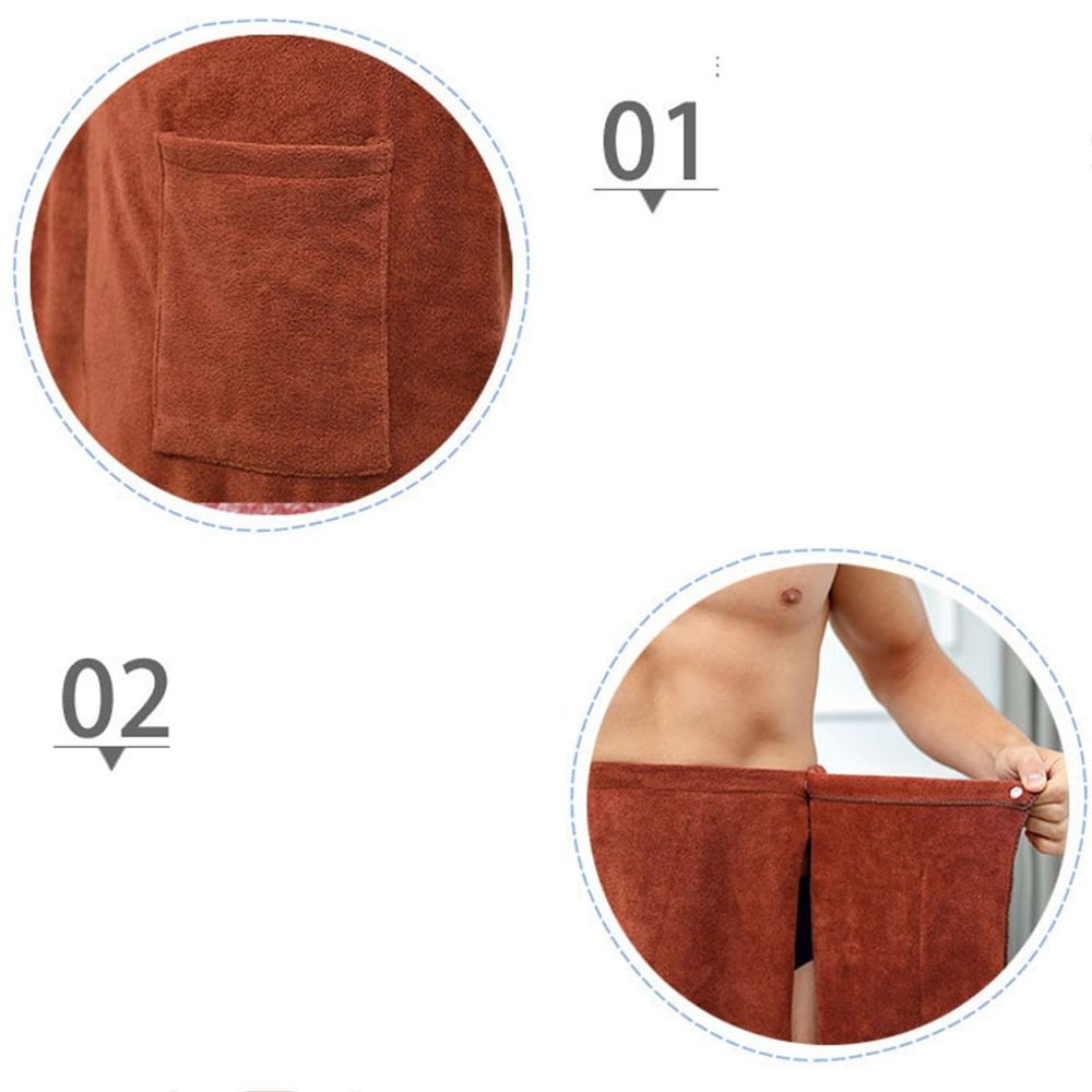 Men's Adjustable Body Wrap Towel Soft Wearable Bath Robe After Shower Terry Cloth Spa Towel with Pocket for Gym Sauna Dorm Room Travel 27.56 x 55.12 Inches