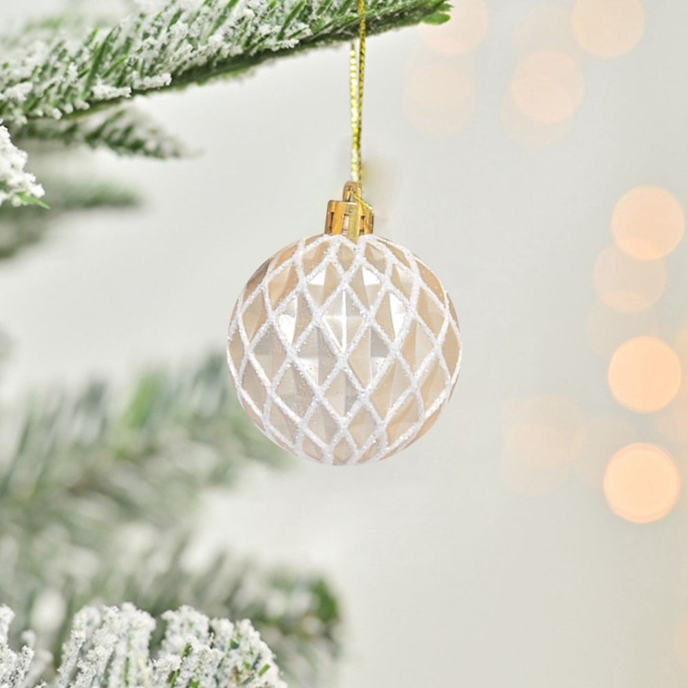 Large Shatterproof Christmas Ball Ornaments 6PCS, Glitter Diamond Xmas Tree Decor For Holiday Wedding Party