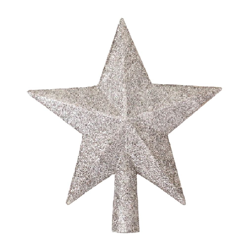 Glitter Christmas Tree Star Topper 8 Inch, Silvery Blue Hollowed Out Tree Top Star, Sparkling Holiday Home Decoration