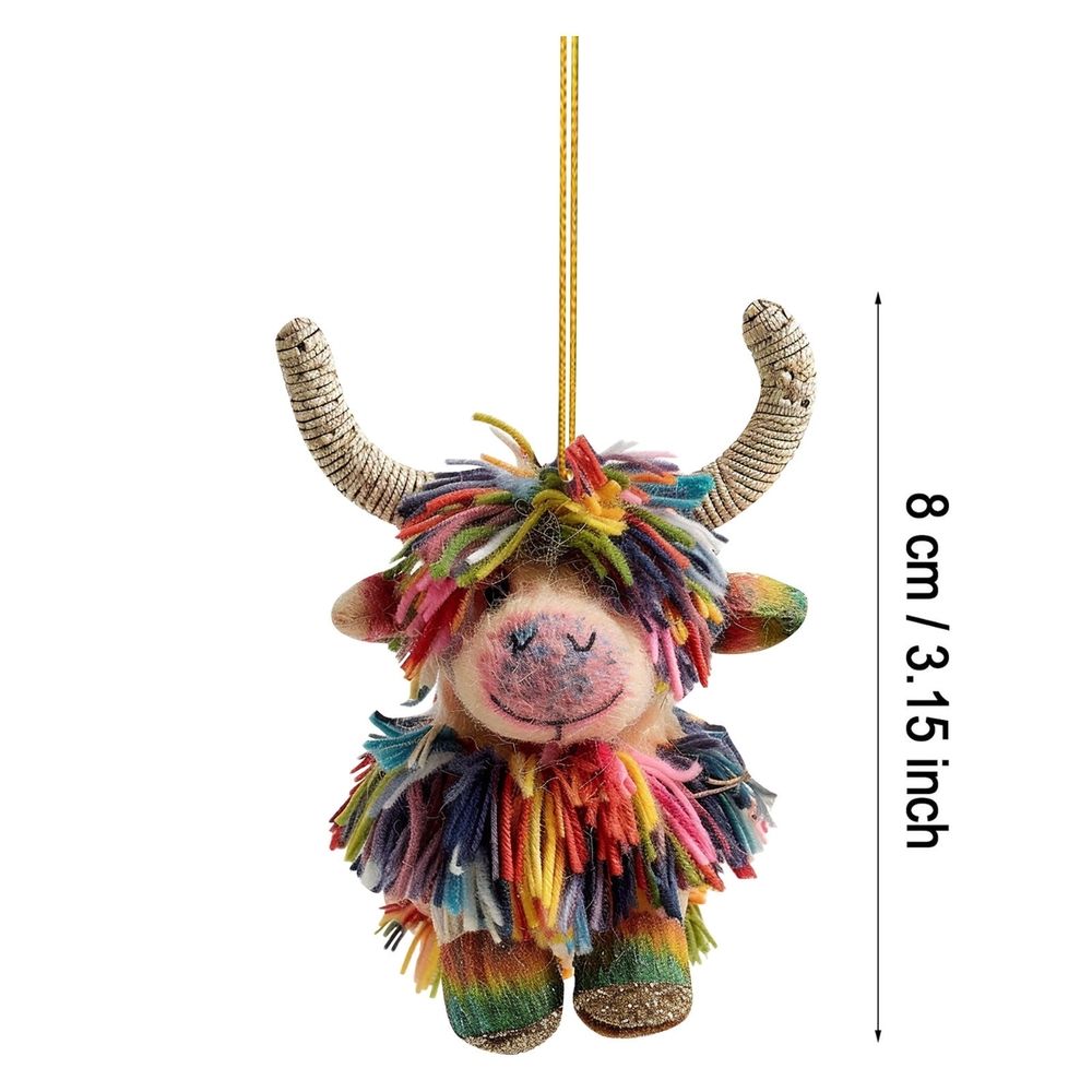 Christmas Highland Cow Ornaments, Funny Cartoon Acrylic Cow Pendants, Personalized Animal Themed Xmas Tree Home Decor