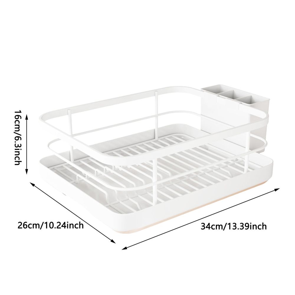 Kitchen Counter Dish Drying Rack, Large Capacity Drain Rack With Cutlery Holder Removable Tray For Dishes Bowls Cups