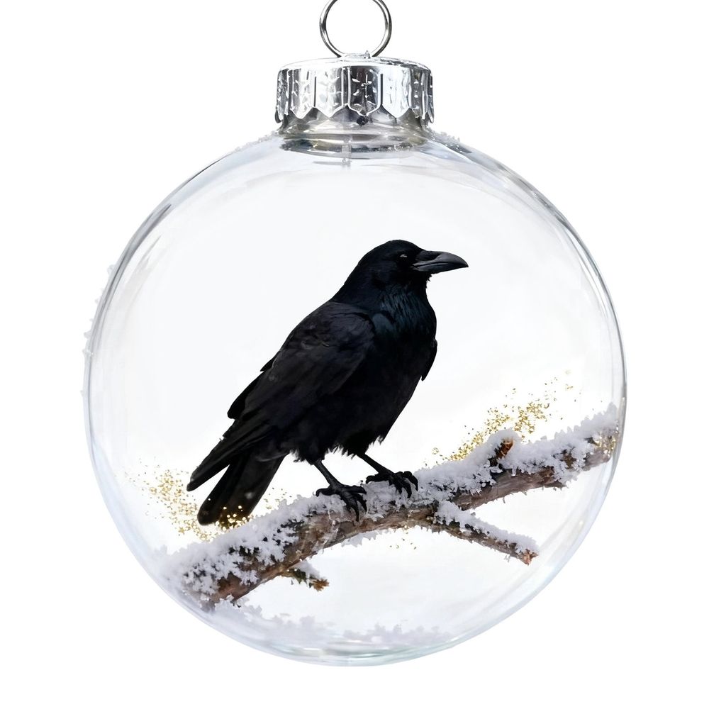 4Pcs Cute Birds Christmas Bauble Collection, 2D Cute Bird Christmas Ornament, Round Ornament, Festive Tree Decorations Xmas Tree Memorial Gifts,3.9x4.7 Inch